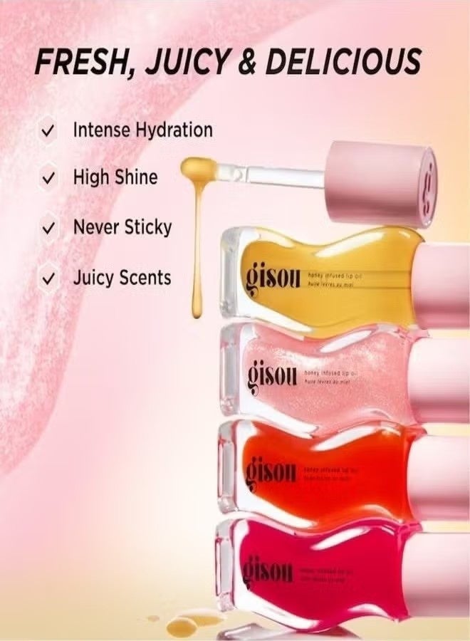 Gisou Honey Infused Lip Oil Honey Gold - Clear Golden Glow, Hydrating & Nourishing Lip Treatment (0.27 oz / 8 ml) - Image 4